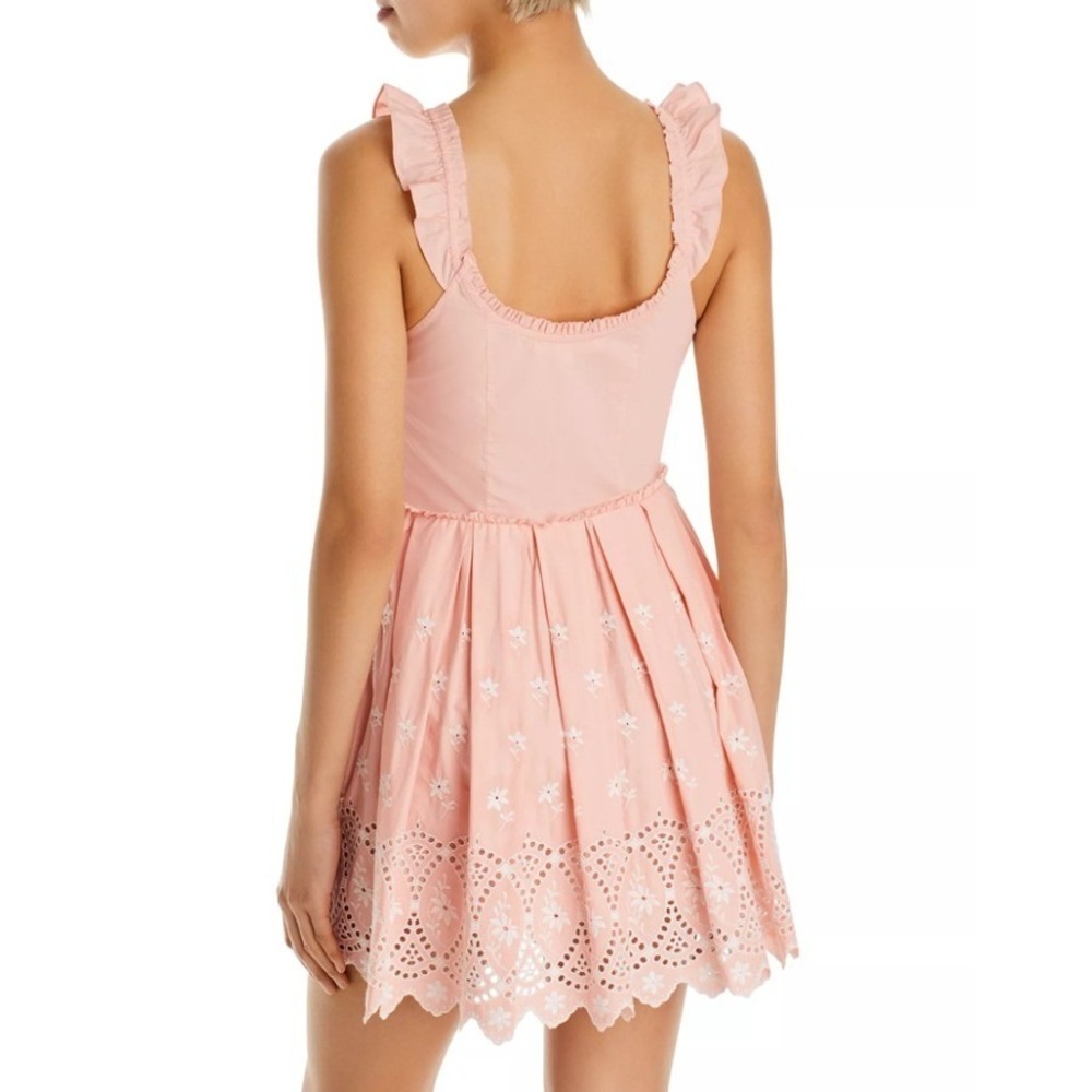 NWT LOVESHACKFANCY Mochi Cotton Eyelet Mini Dress Bubble Bath Pink Women Size 2 - Picture 2 of 14